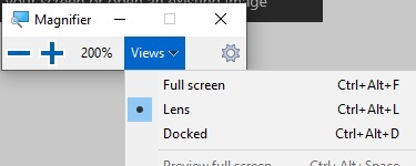 Windows 10 Desktop, Magnifier Tool, Views