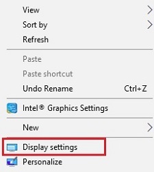 Windows 10 desktop, Context Menu, Display Settings