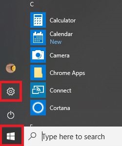 Windows menu, Settings