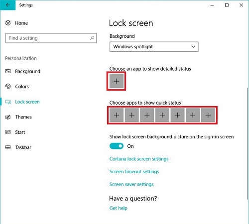 Lock screen settings, lock screen apps