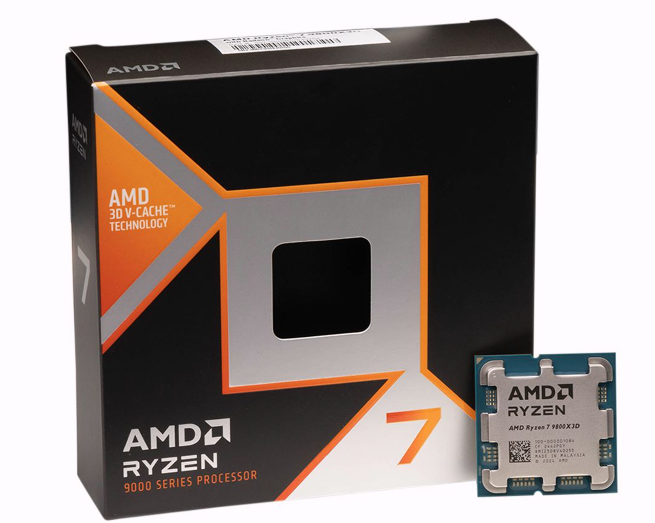 AMD Ryzen 7 9800 X3D box and chip