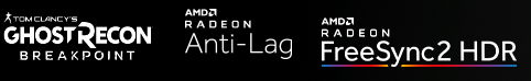 Ghost Recon, AMD Radeon Anti-Lag, AMD Radeon FreeSync2 HDR logos