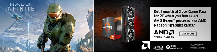 Get 1 month of Xbox Game PAss for PC when you buy select AMD Ryzen processors or select AMD Radeon graphics cards.
