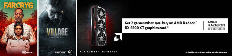 Get 2 games when you buy an AMD Radeon RX 6900 XT graphics card. FarCry 6 and Resident Evil Village.