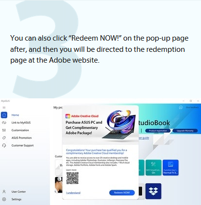 3. You can also click Redeem Now on the pop-up page after, and then you will be directed to the redemption page at the Adobe website.