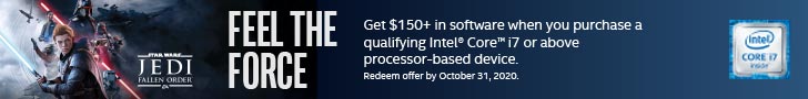 Feel The Force Get $150 and more in software when you purchase a qualifying Intel Core i7 or above processor-based device.