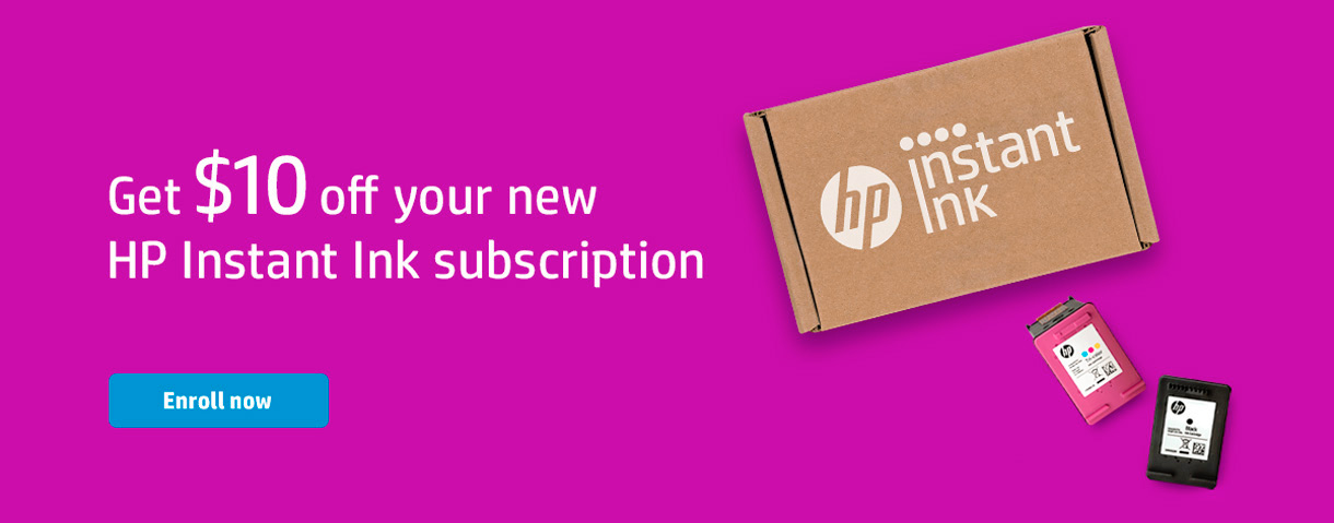 Get $10 off your new HP Instant Ink subscription. Enroll now.