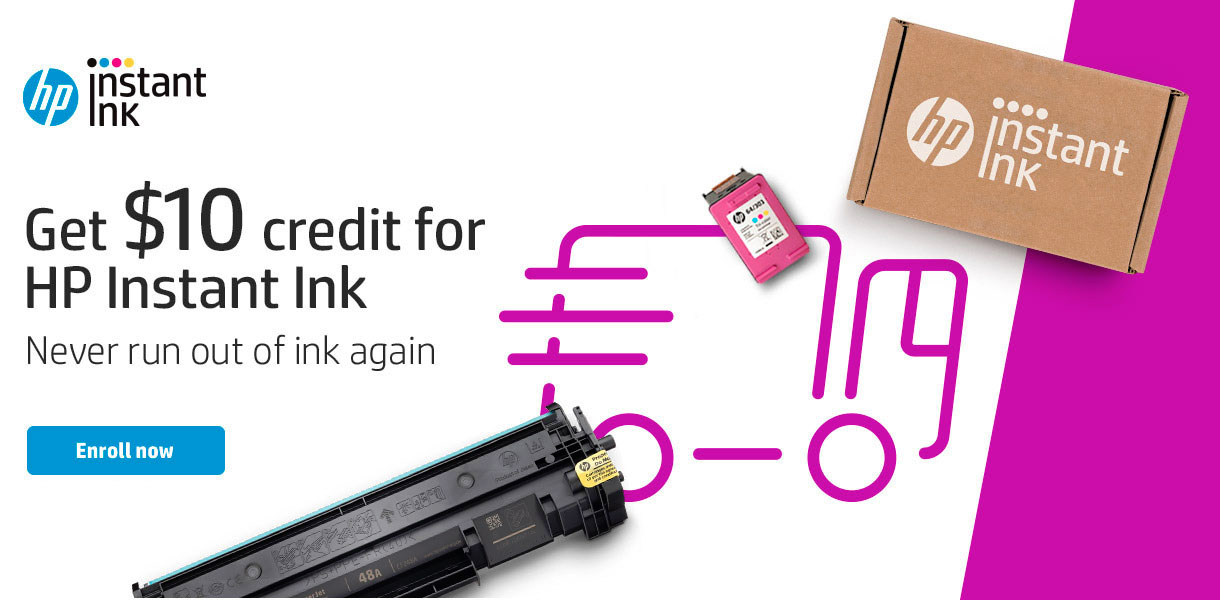 HP Instant Ink - Get $10 credit for HP Instant Ink. Never run out of ink again. Enroll Now.