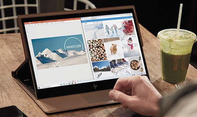 Closeup of Windows laptop