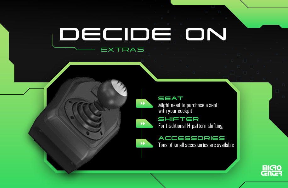 Decide on extras for your racing sim graphic