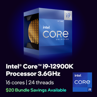 Intel Core i9-12900K Processor 3.6GHz, 16 cores, 24 threads, $20 bundle savings available