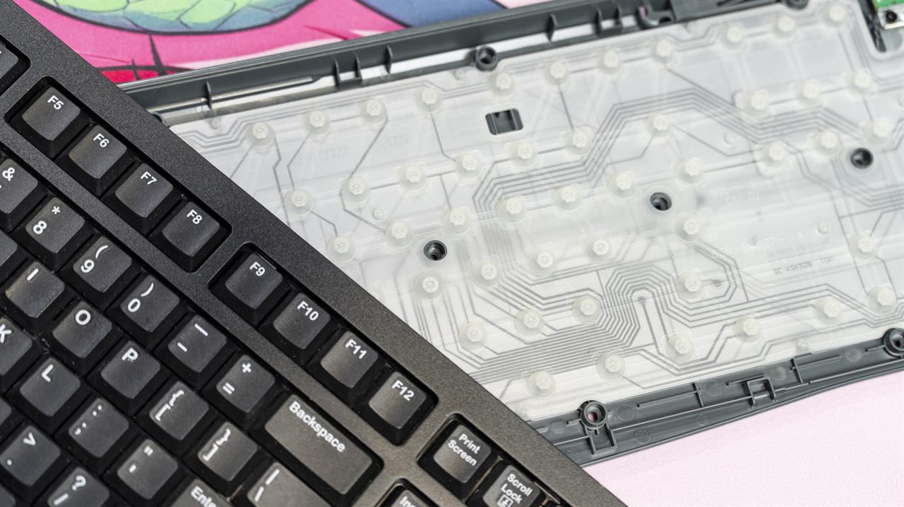 an opened membrane keyboard showing the membrane
