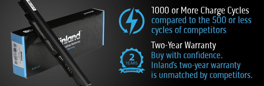 1000 or More Charge Cycles - Compared to the 500 or less cycles of competitors. Two-Year Warranty - Buy with confidence. Inland's two-year warranty is unmatched by competitors.