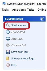 Spybot Program Menu, Start a scan