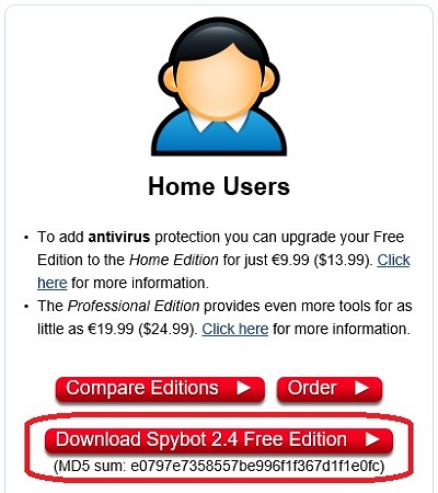 Spybot Home User Download Free Edition