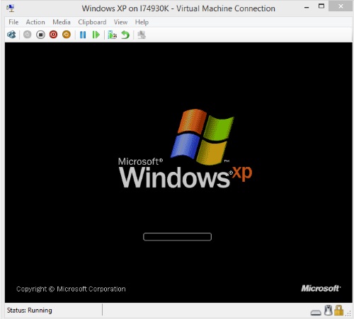 Virtual Machine Connection, Windows XP Setup