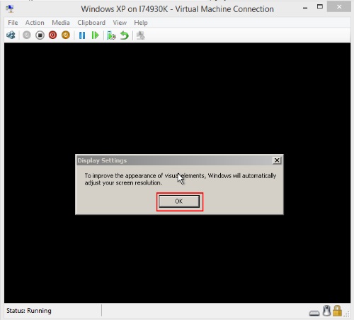 Virtual Machine Connection, Windows XP Setup