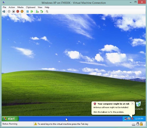 Virtual Machine Connection, Windows XP Setup