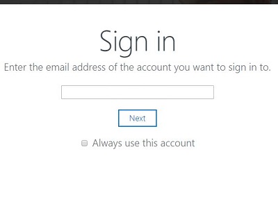 OneDrive Sign In Screen