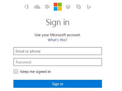Microsoft Account Sign In Screen