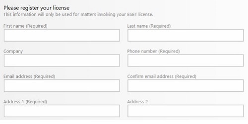 ESET Registration Form