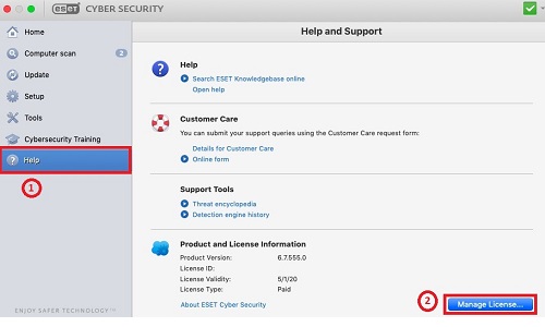 ESET Cyber Security Help and Support