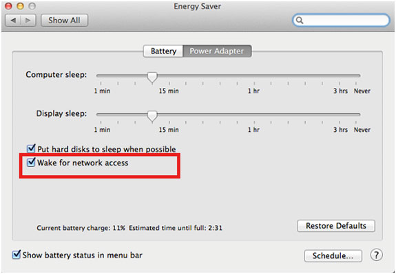 energy saver settings