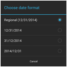 Android Date and Time Settings, Choose