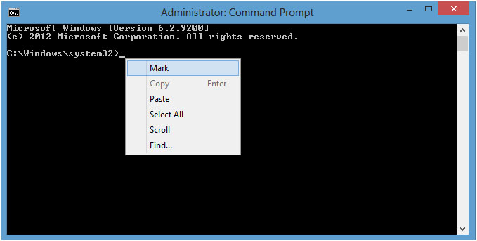 copy text in command prompt windows 7