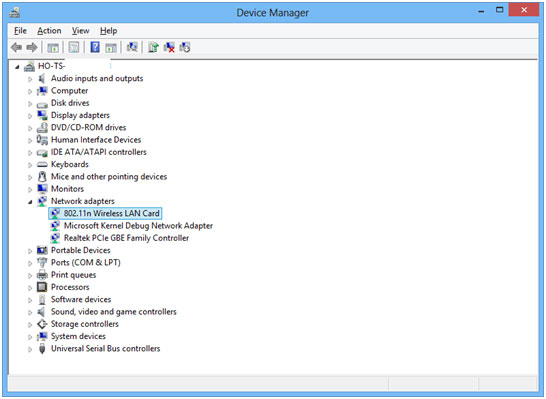 Windows 8 Device Manager, Network Adapters