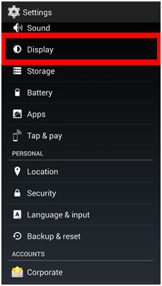 Android Settings, Display