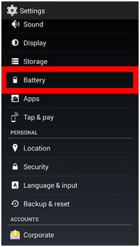 Android Settings, Battery