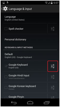 Android Language and Input, Google Keyboard