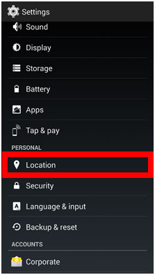 Android Settings App, Location