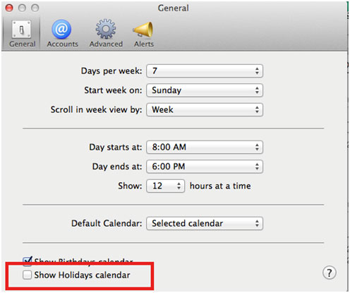 show holidays calendar