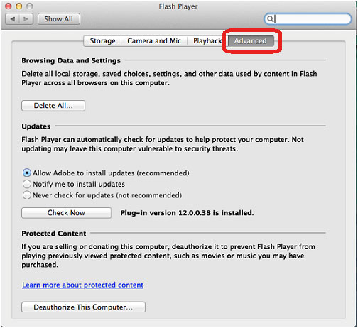 adobe flash player for mac automatic update