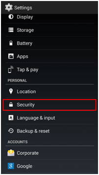 Android Settings, Security