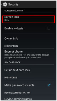 Android Security, Screen Lock