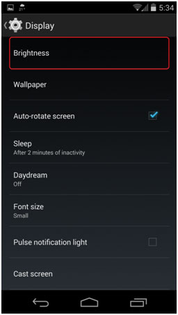 Android Display Settings, Brightness