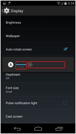 Android Display Settings, Adjust