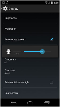 Android Display Settings, Adjust