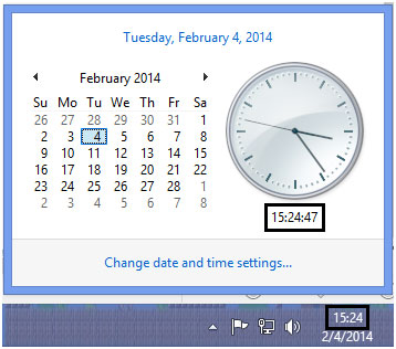 change windows clock to military time