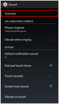 Android Sound Settings, Volume