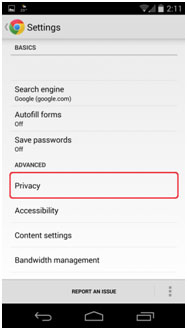 Android Settings, Privacy