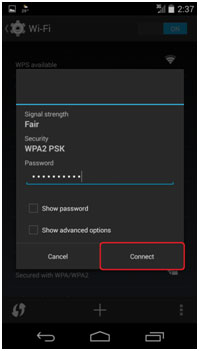 Android WiFi Enter Password