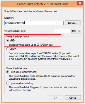 Windows 8.1 VHD Format