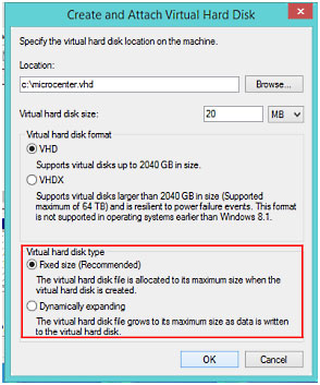 Windows 8.1 VHD Type