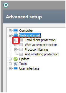 advanced setup web and email client protection