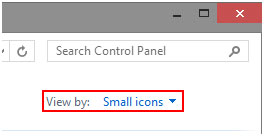 Control Panel, View by Small Icons