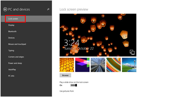 Windows 8.1 Settings, Lock Screen